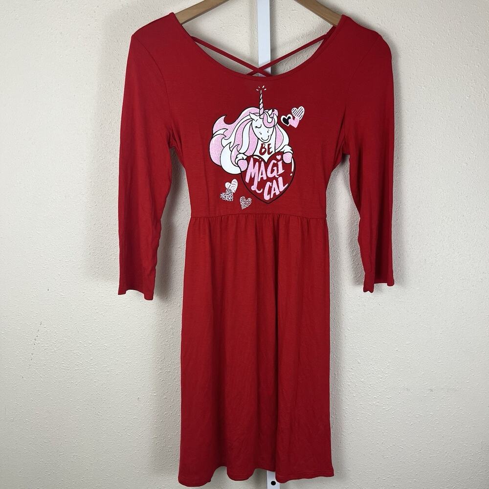 NWT Justice Be Magical Glitter Unicorn Jersey Dress Girls 14/16